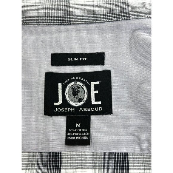 Joseph Abboud Men’s Shirt Button Down M Slim Fit Plaid Black Grey White Contrast - Picture 3 of 11